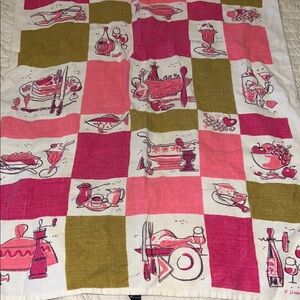 MCM F. Darling Linen Tea Towel pink & brown